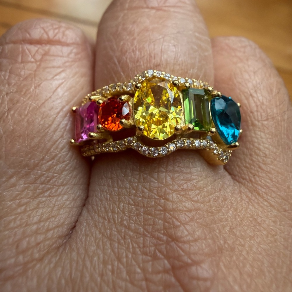 Multicolor Gemstone Gold Ring